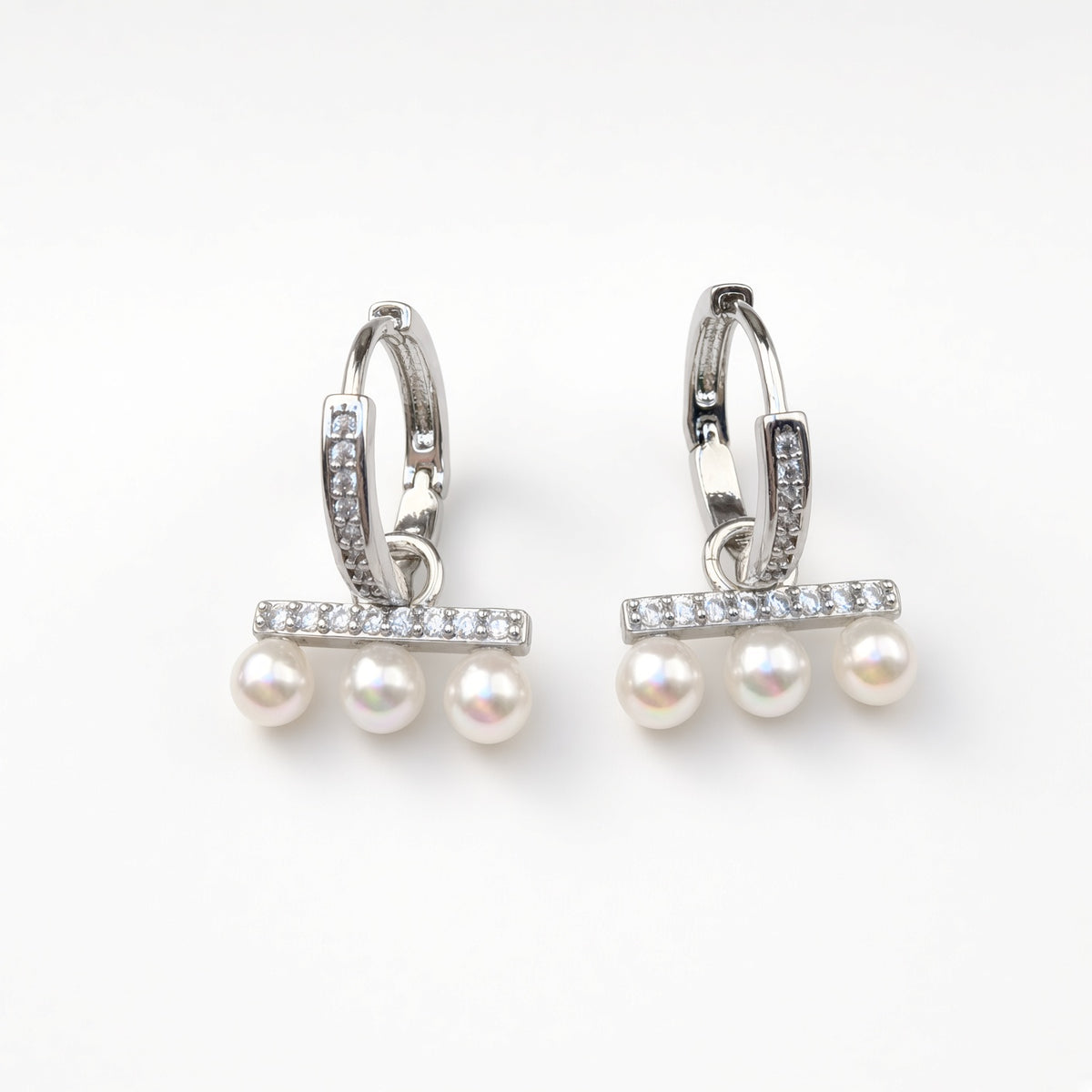 Solas Row Pearl Earrings