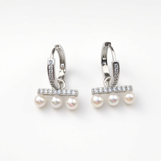 Solas Row Pearl Earrings