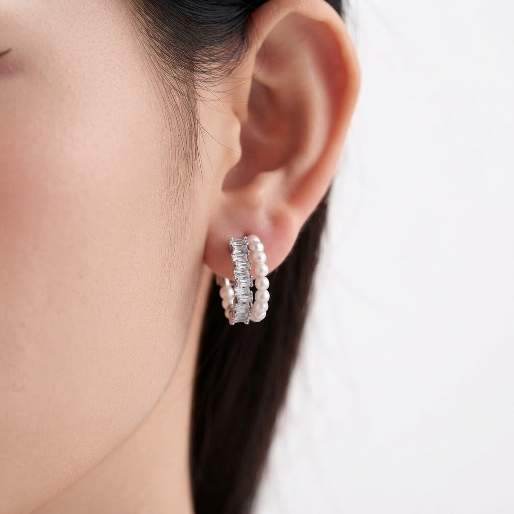 Solas Parallel Pearl Earrings