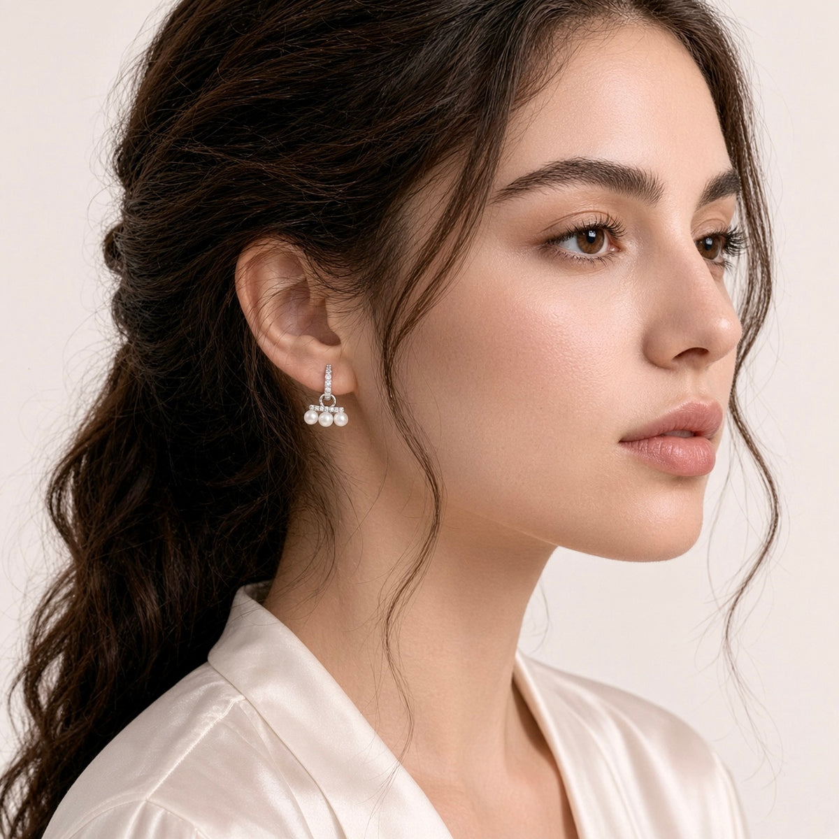 Solas Row Pearl Earrings