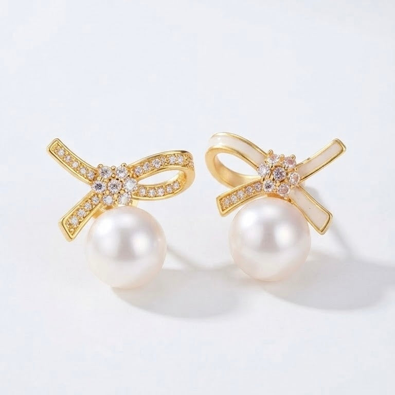 Solas Ribbon Pearl Earrings