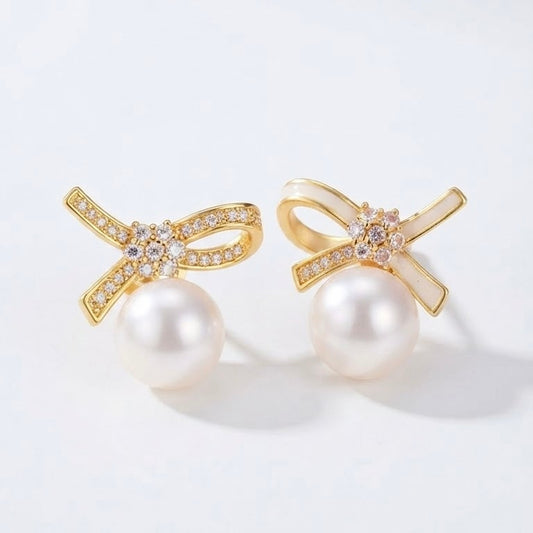 Solas Ribbon Pearl Earrings