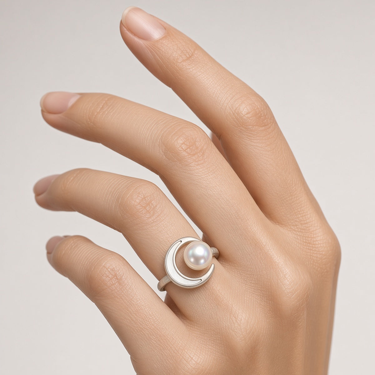 Solas Crescent Pearl Ring