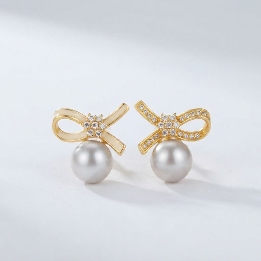 Solas Ribbon Pearl Earrings