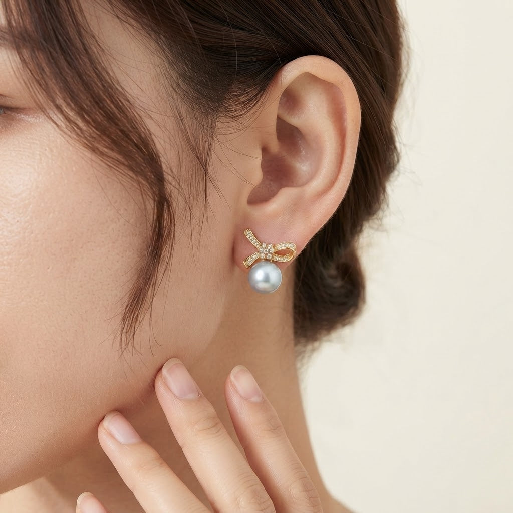 Solas Ribbon Pearl Earrings