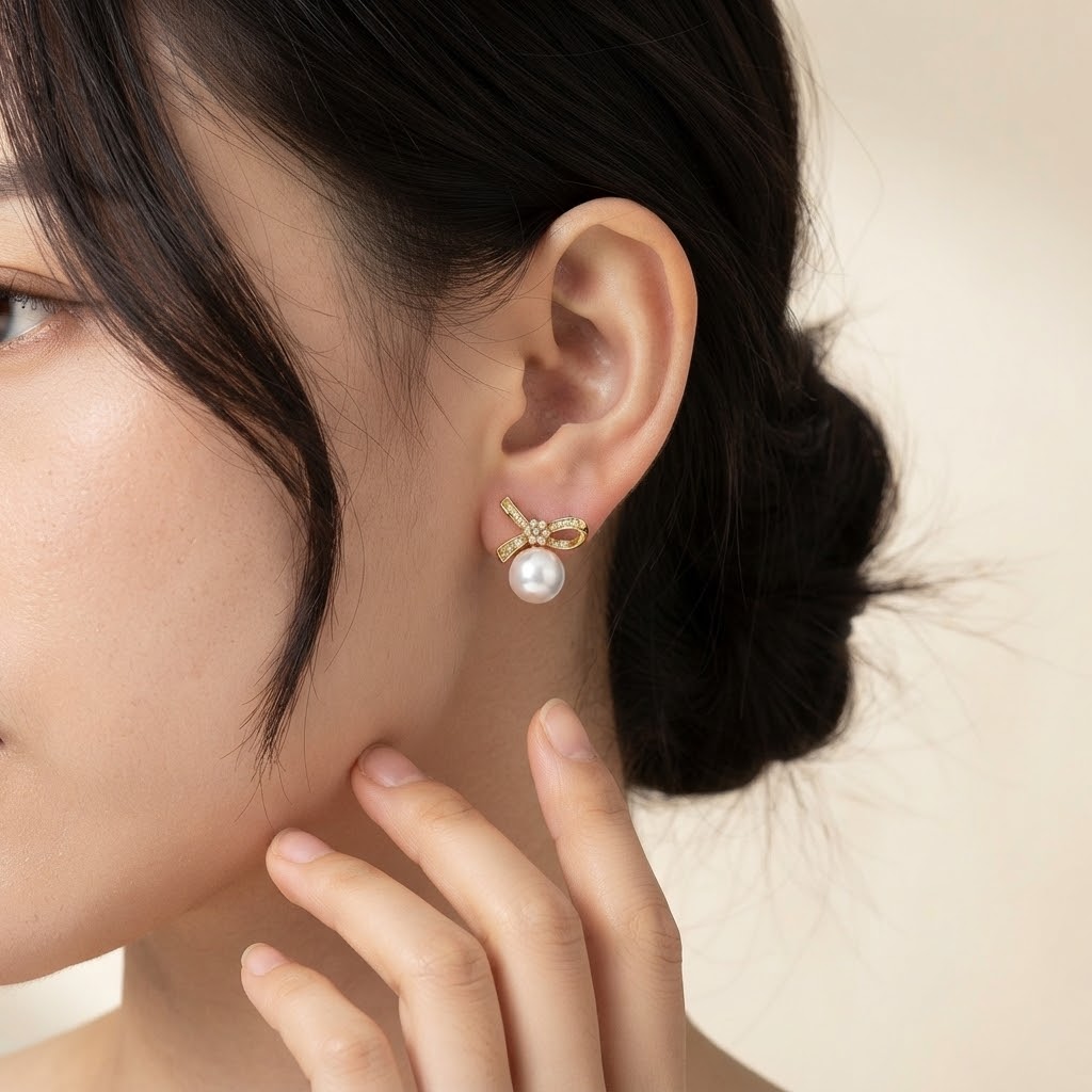 Solas Ribbon Pearl Earrings