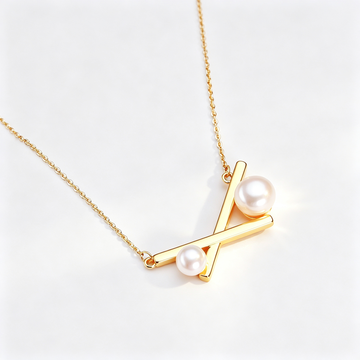 Solas Cross Pearl Necklace