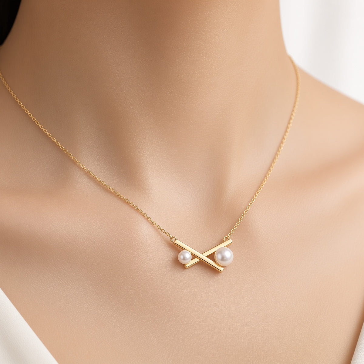 Solas Cross Pearl Necklace